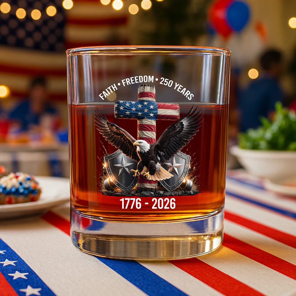 250 Years of Freedom Eagle Patriotic 1776 - 2026 Whiskey Glass HO82 901274 - Image 3
