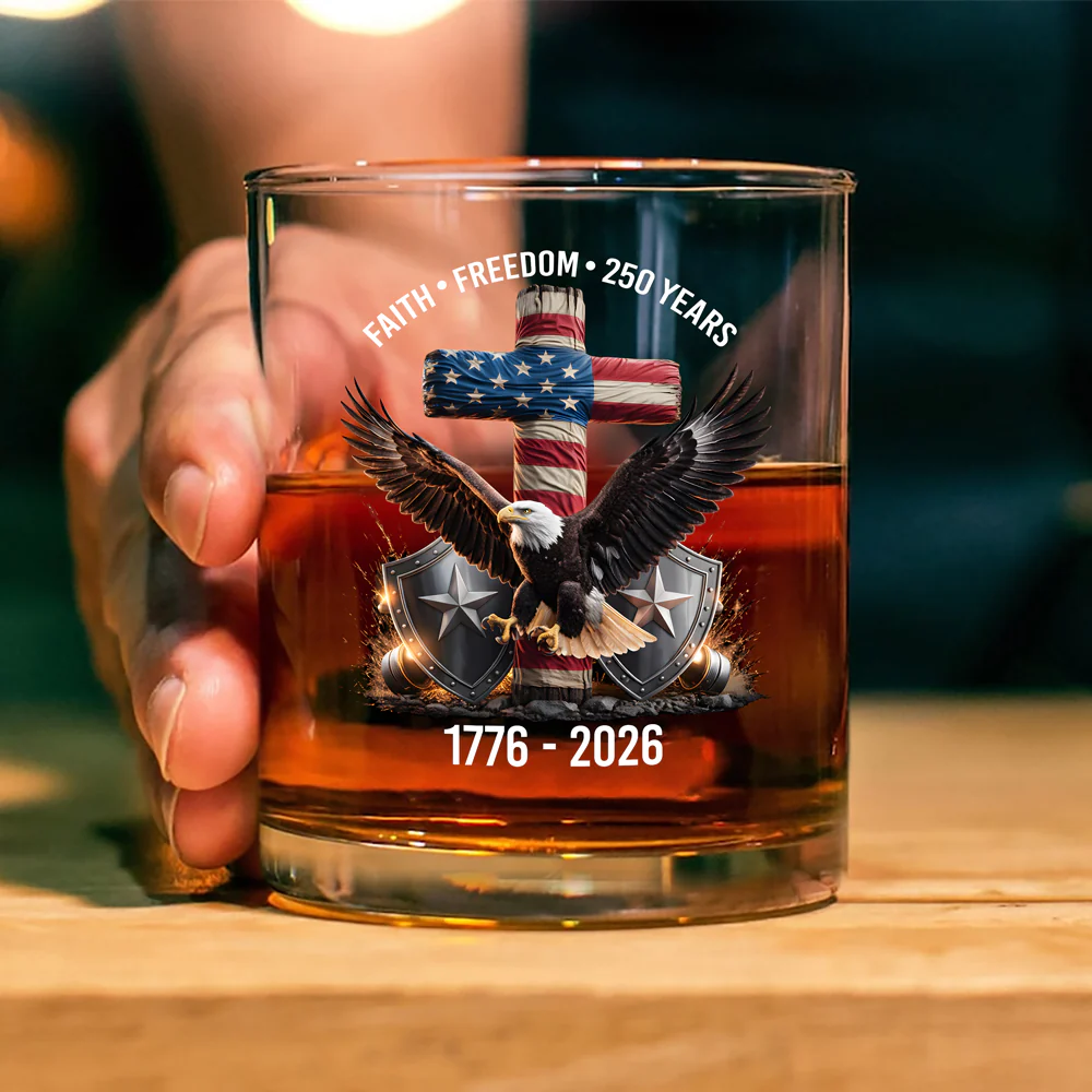 250 Years of Freedom Eagle Patriotic 1776 - 2026 Whiskey Glass HO82 901274 - Image 4