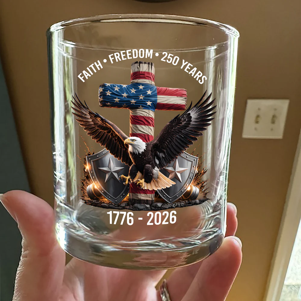 250 Years of Freedom Eagle Patriotic 1776 - 2026 Whiskey Glass HO82 901274 - Image 5