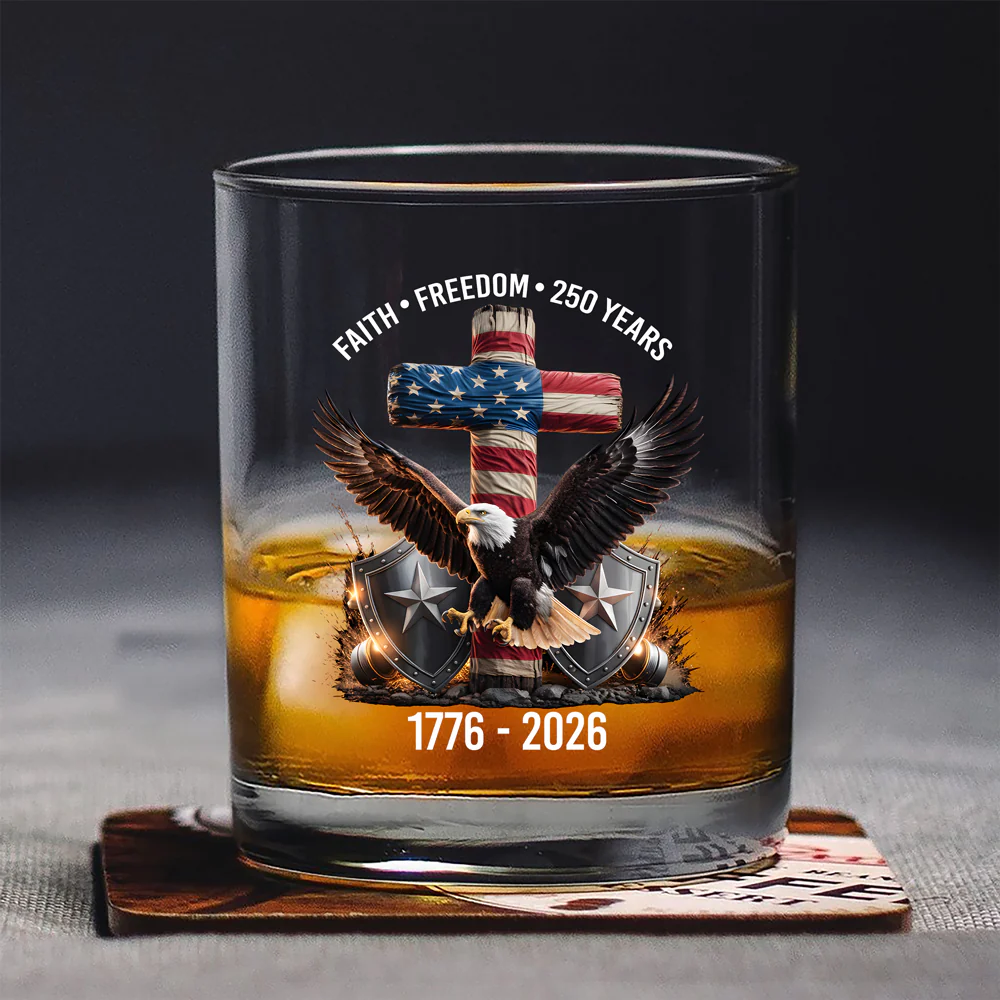 250 Years of Freedom Eagle Patriotic 1776 - 2026 Whiskey Glass HO82 901274 - Image 6