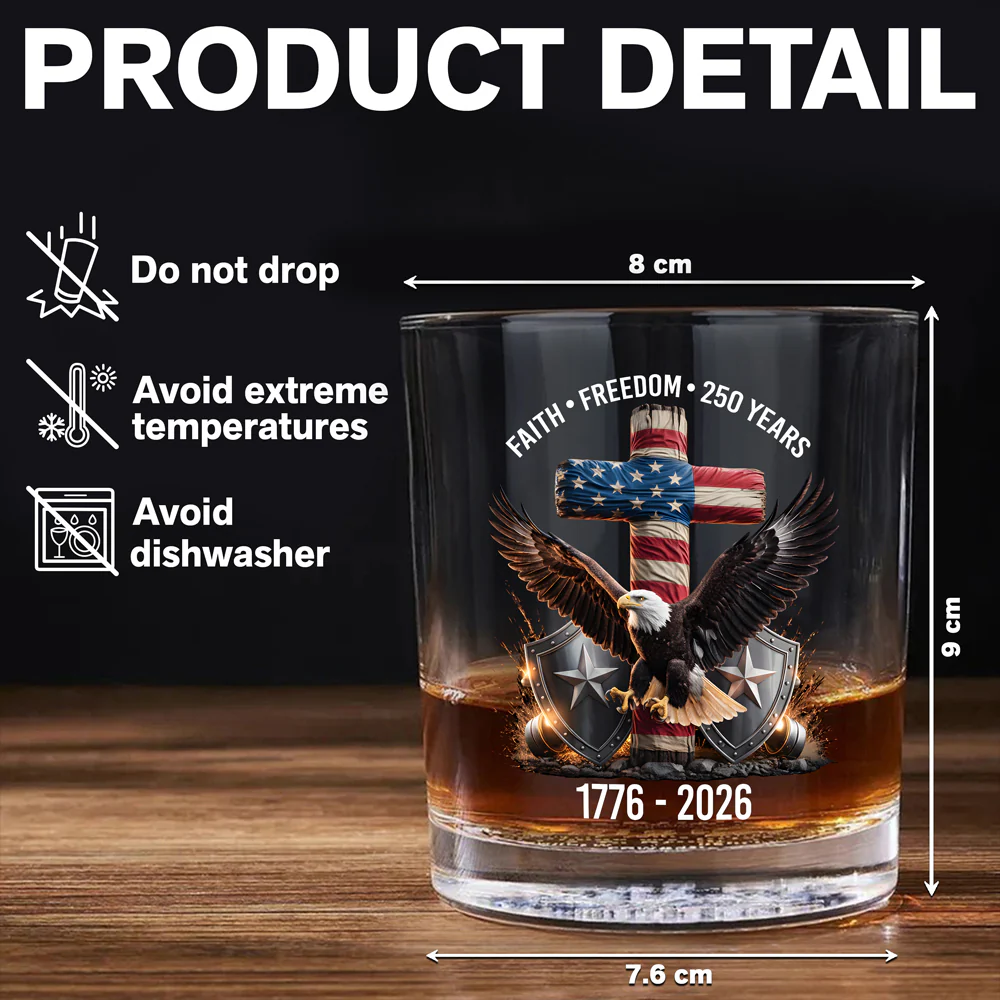 250 Years of Freedom Eagle Patriotic 1776 - 2026 Whiskey Glass HO82 901274 - Image 7