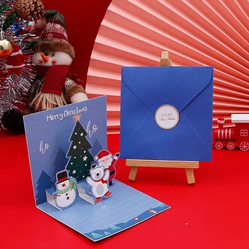 3D Pop Up Cartoon Christmas Card Merry Christmas Greeting Card Handwritten Blessing Invitation Cards Thanksgiving New Year Gifts - Image 12