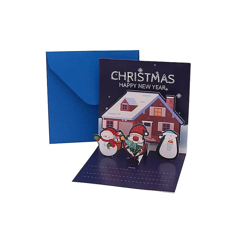 3D Pop Up Cartoon Christmas Card Merry Christmas Greeting Card Handwritten Blessing Invitation Cards Thanksgiving New Year Gifts - Image 16
