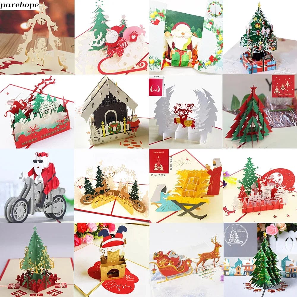 3D Pop UP Santa Cards Marry Christmas Greeting Cards Party Invitations Gifts New Year Greeting Card Anniversary Gifts Postcard