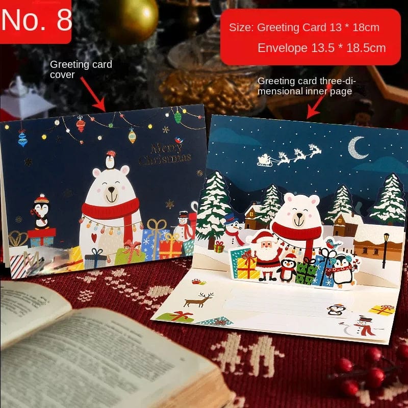 3D Santa Greeting Cards Folding Merry Christmas Best Wishes Card Xmas Gift for New Year Blessing Thank You Postcard Decoration - Image 32