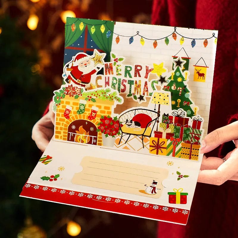 3D Santa Greeting Cards Folding Merry Christmas Best Wishes Card Xmas Gift for New Year Blessing Thank You Postcard Decoration - Image 4