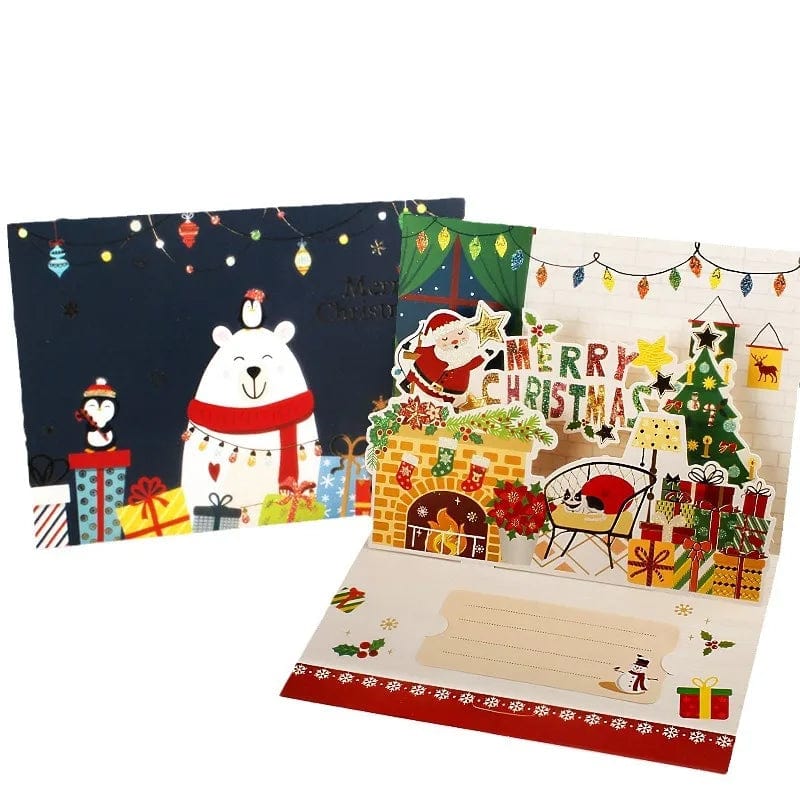 3D Santa Greeting Cards Folding Merry Christmas Best Wishes Card Xmas Gift for New Year Blessing Thank You Postcard Decoration - Image 5