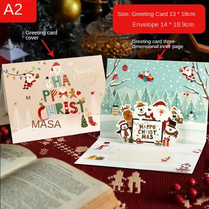 3D Santa Greeting Cards Folding Merry Christmas Best Wishes Card Xmas Gift for New Year Blessing Thank You Postcard Decoration - Image 7