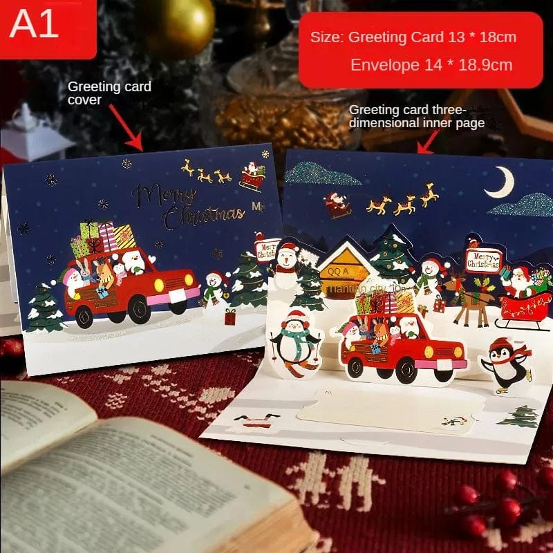 3D Santa Greeting Cards Folding Merry Christmas Best Wishes Card Xmas Gift for New Year Blessing Thank You Postcard Decoration - Image 8