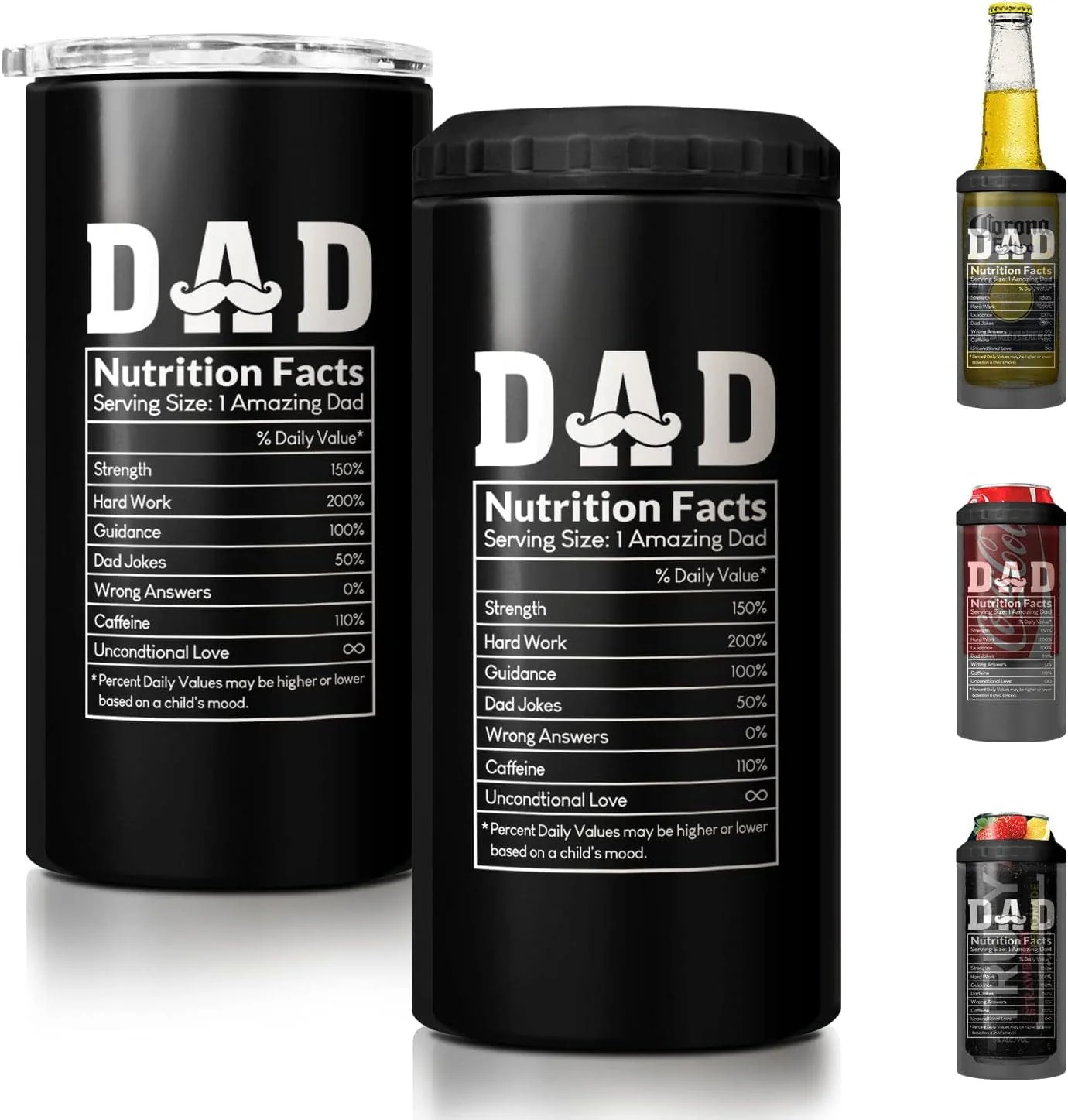 4-In-1 Dad Tumbler Gifts for Dad from Daughter Son - 12Oz Dad Fuel Can Cooler Tumblers Travel Mug Cup - Stainless Steel Insulated Cans Coozie Christmas, Birthday, Father'S Day Gift for Daddy - Image 11