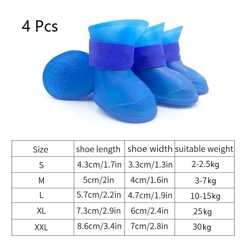 4Pcs Pet WaterProof Rainshoe Anti-slip Rubber Boots - Image 3