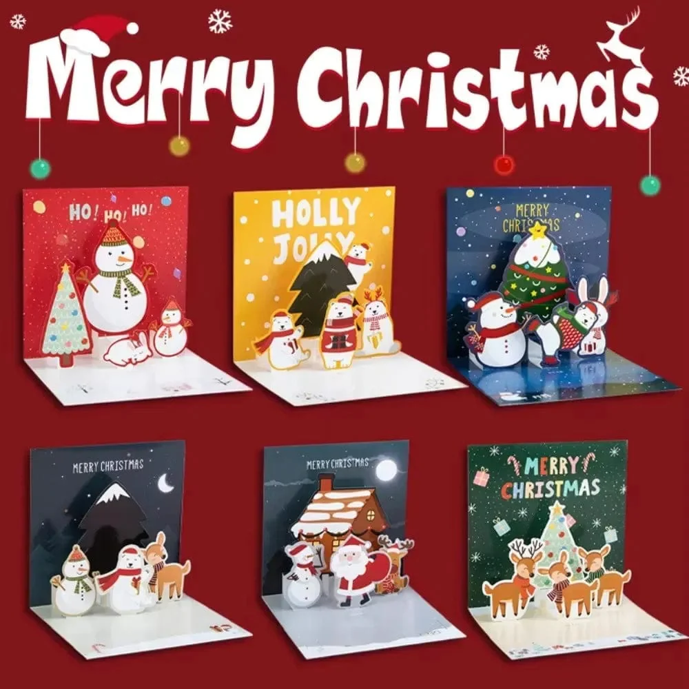 5/1PCS 3D Pop UP Christmas Greeting Cards with Envelope Friend Family Blessing Postcard Birthday New Year Christmas Decoration - Image 12