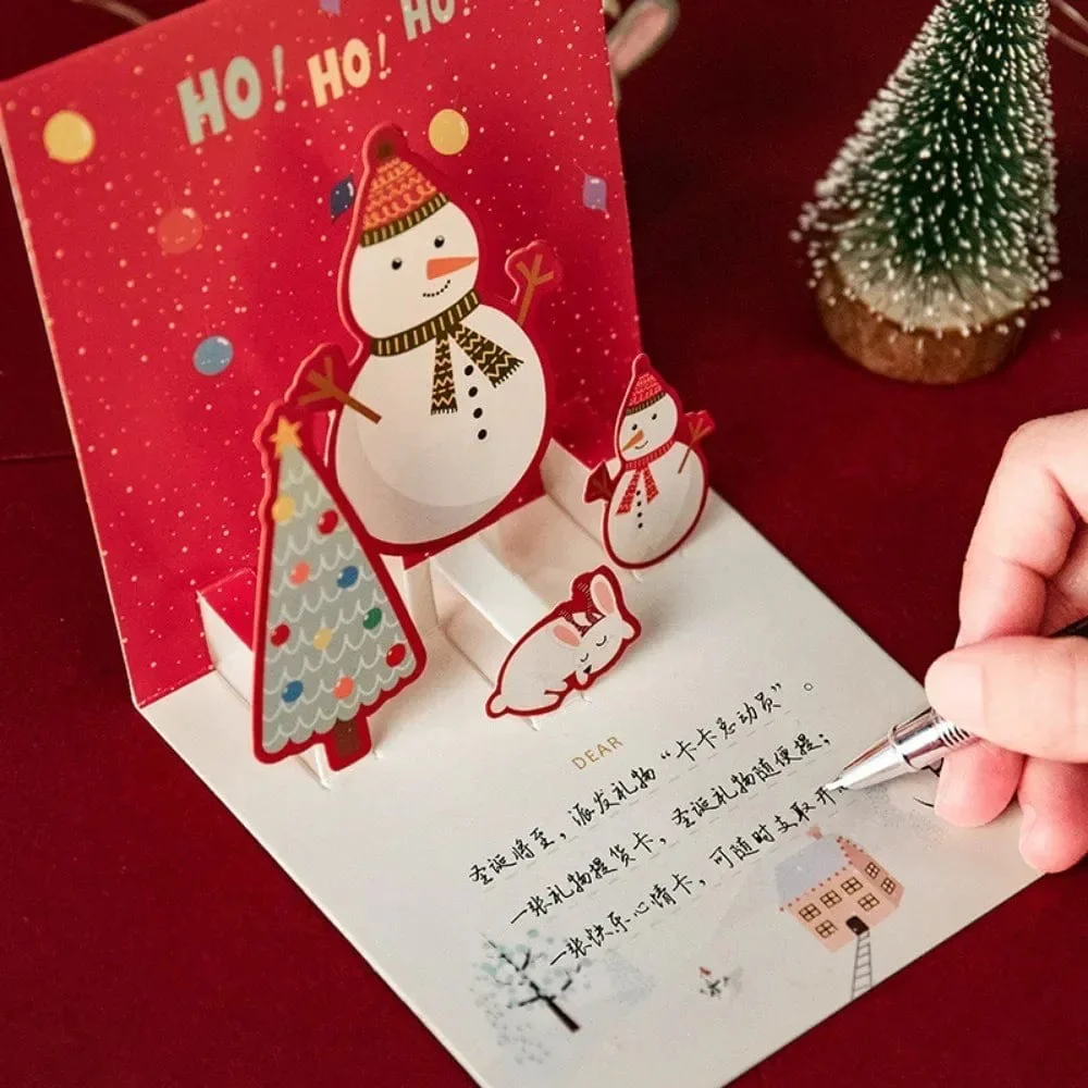5/1PCS 3D Pop UP Christmas Greeting Cards with Envelope Friend Family Blessing Postcard Birthday New Year Christmas Decoration - Image 4