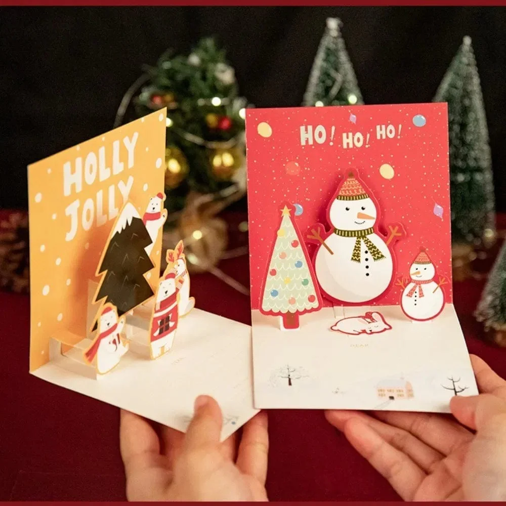 5/1PCS 3D Pop UP Christmas Greeting Cards with Envelope Friend Family Blessing Postcard Birthday New Year Christmas Decoration - Image 5