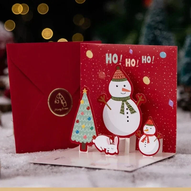 5/1PCS 3D Pop UP Christmas Greeting Cards with Envelope Friend Family Blessing Postcard Birthday New Year Christmas Decoration - Image 9