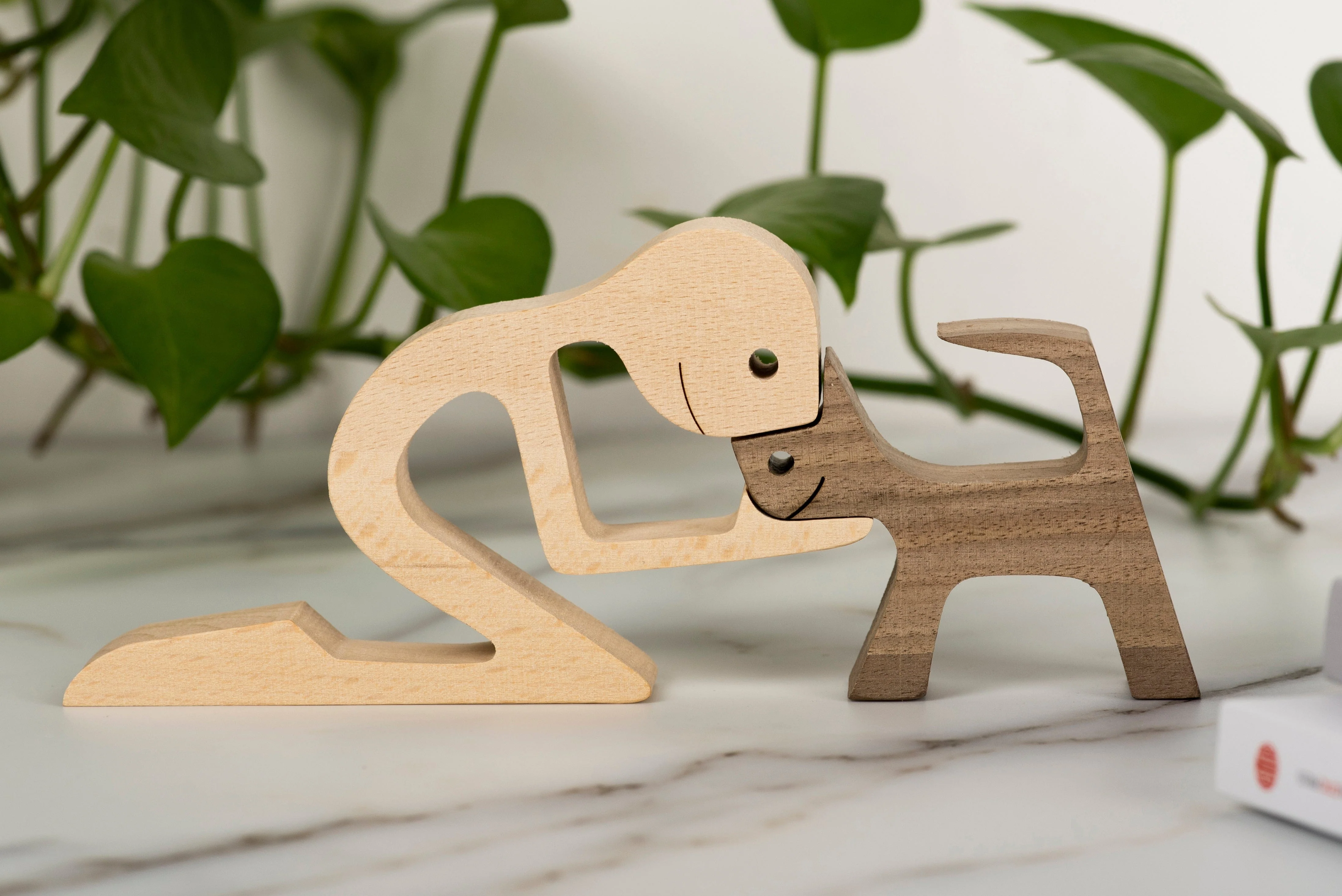 A Man With Cat Wood Sculpture N304 HN590