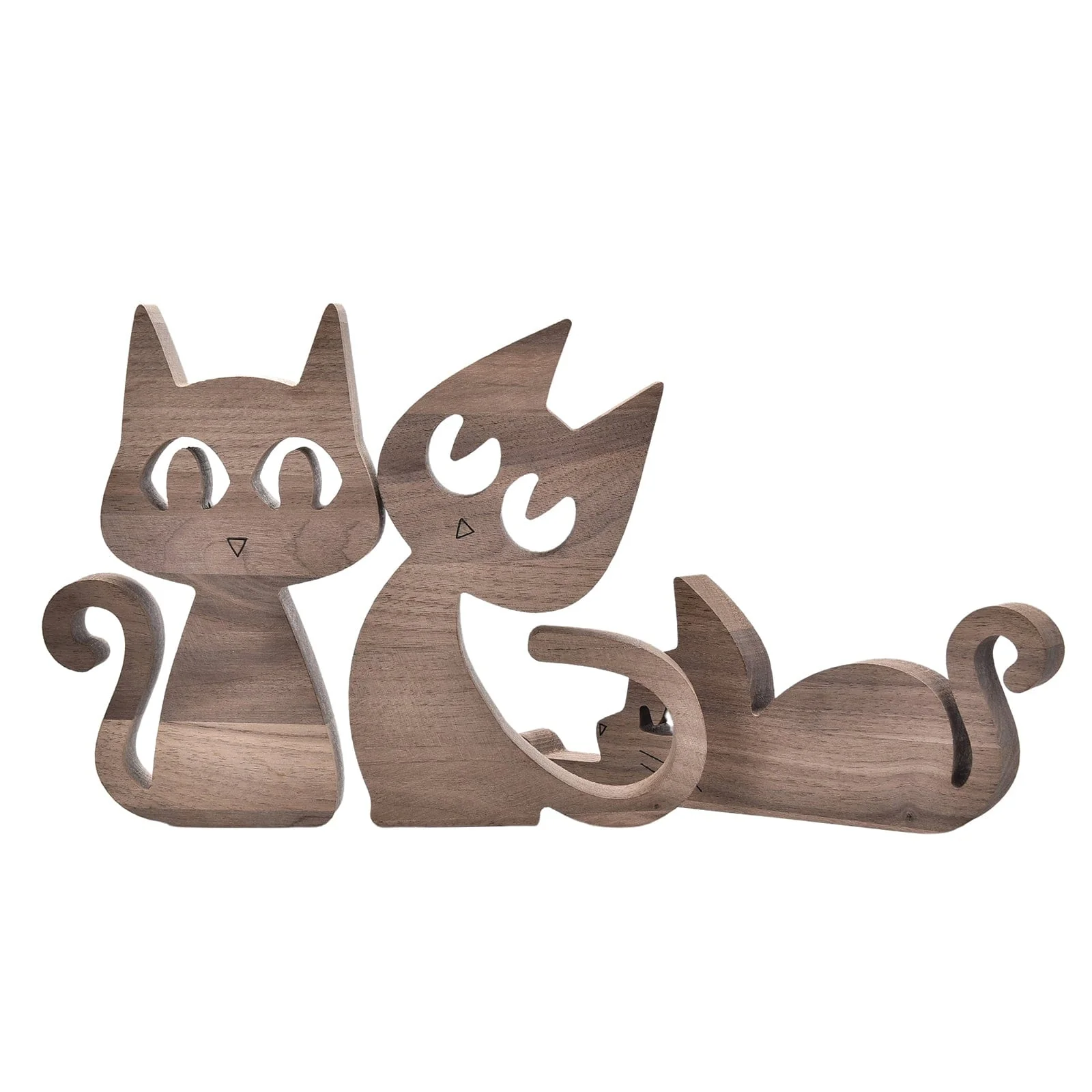 A Woman Sit With Cat Wood Sculpture N304 HN590 - Image 4
