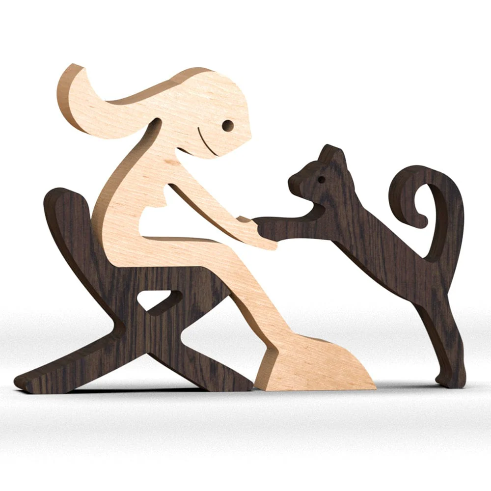 Cat Wood Sculpture N304 HN590 - Image 4