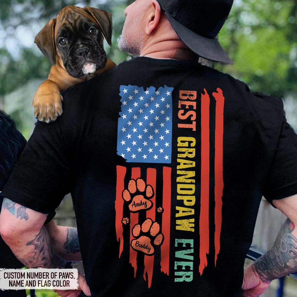 Best Grandpaw Ever Flag Back Dog Shirt K228 888257