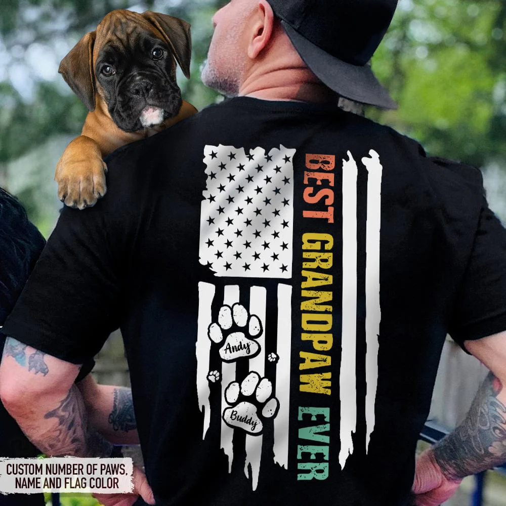 Best Grandpaw Ever Flag Back Dog Shirt K228 888257 - Image 2
