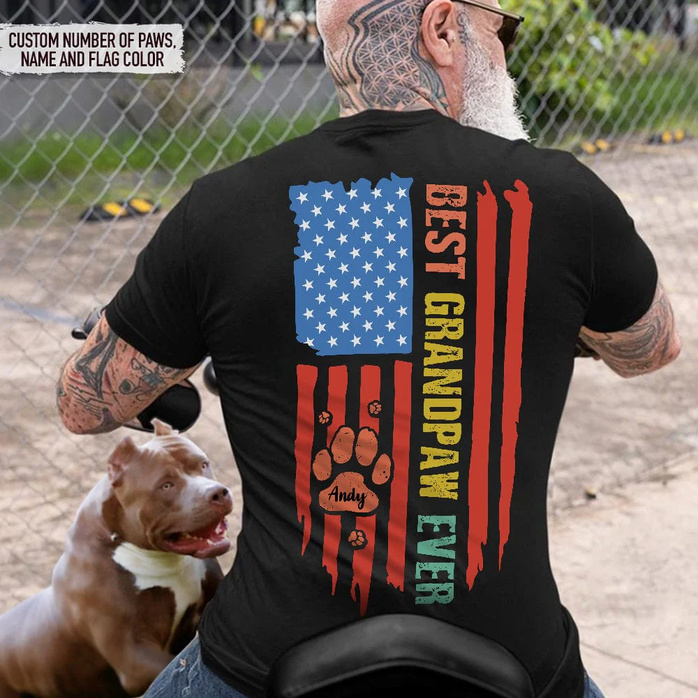 Best Grandpaw Ever Flag Back Dog Shirt K228 888257 - Image 3