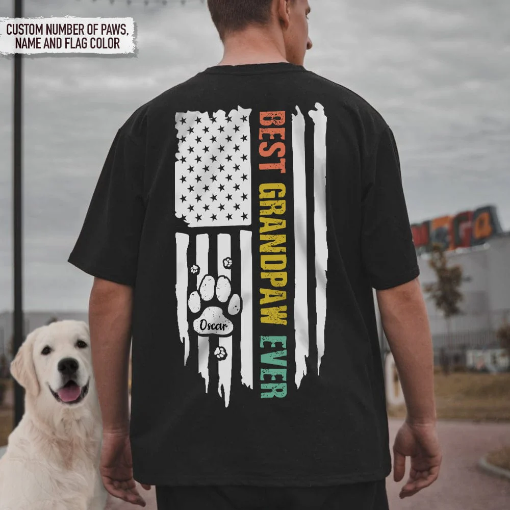 Best Grandpaw Ever Flag Back Dog Shirt K228 888257 - Image 4
