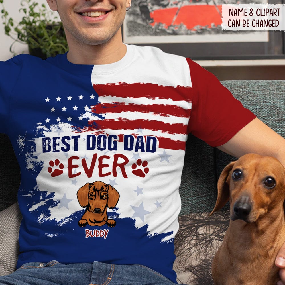 Best Dog Dad Ever America Flag Dog Shirt K228 HN590 - Image 3