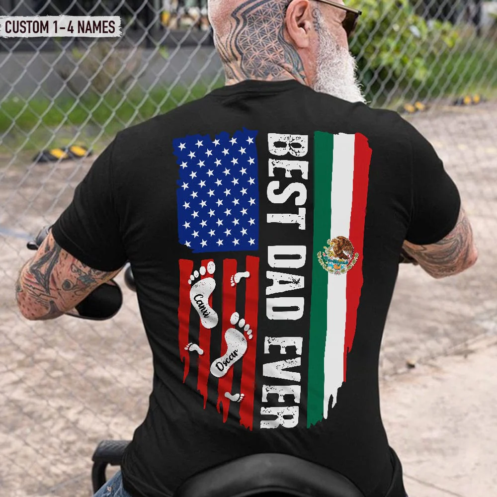 Best Dad Ever Mexican American Flag Back Family Shirt K228 888303 - Image 4