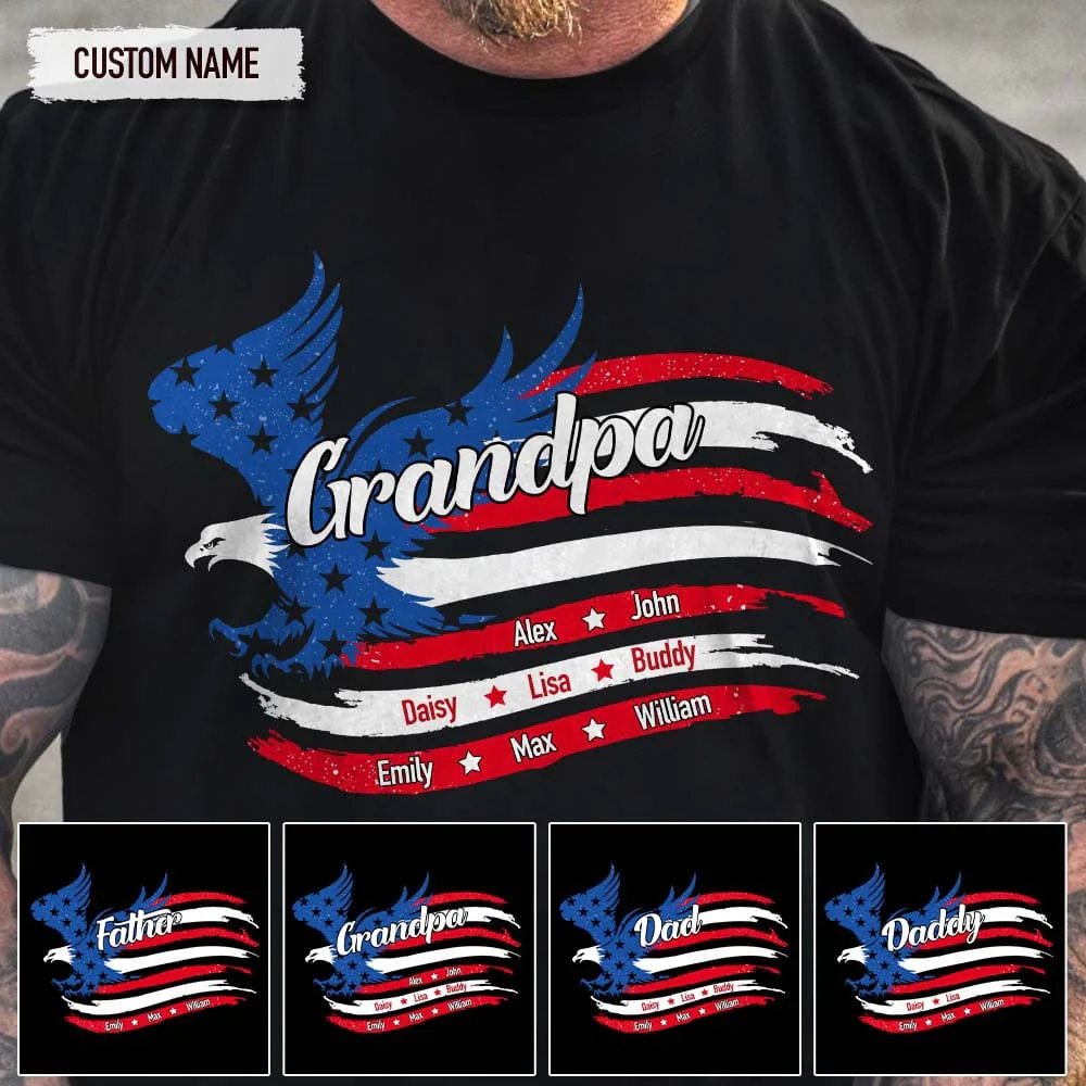 Papa Patriotic America Flag Family Shirt HN590