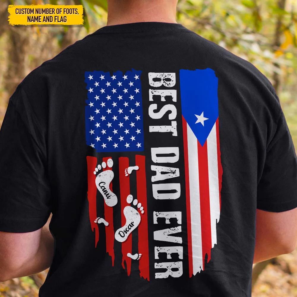 Best Dad Ever Custom Flag Family Shirt, HN590 - Image 4