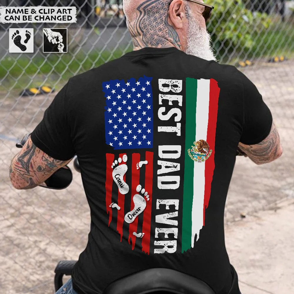 Best Dad Ever Mexican American Flag Family Shirt K228 888376 - Image 4