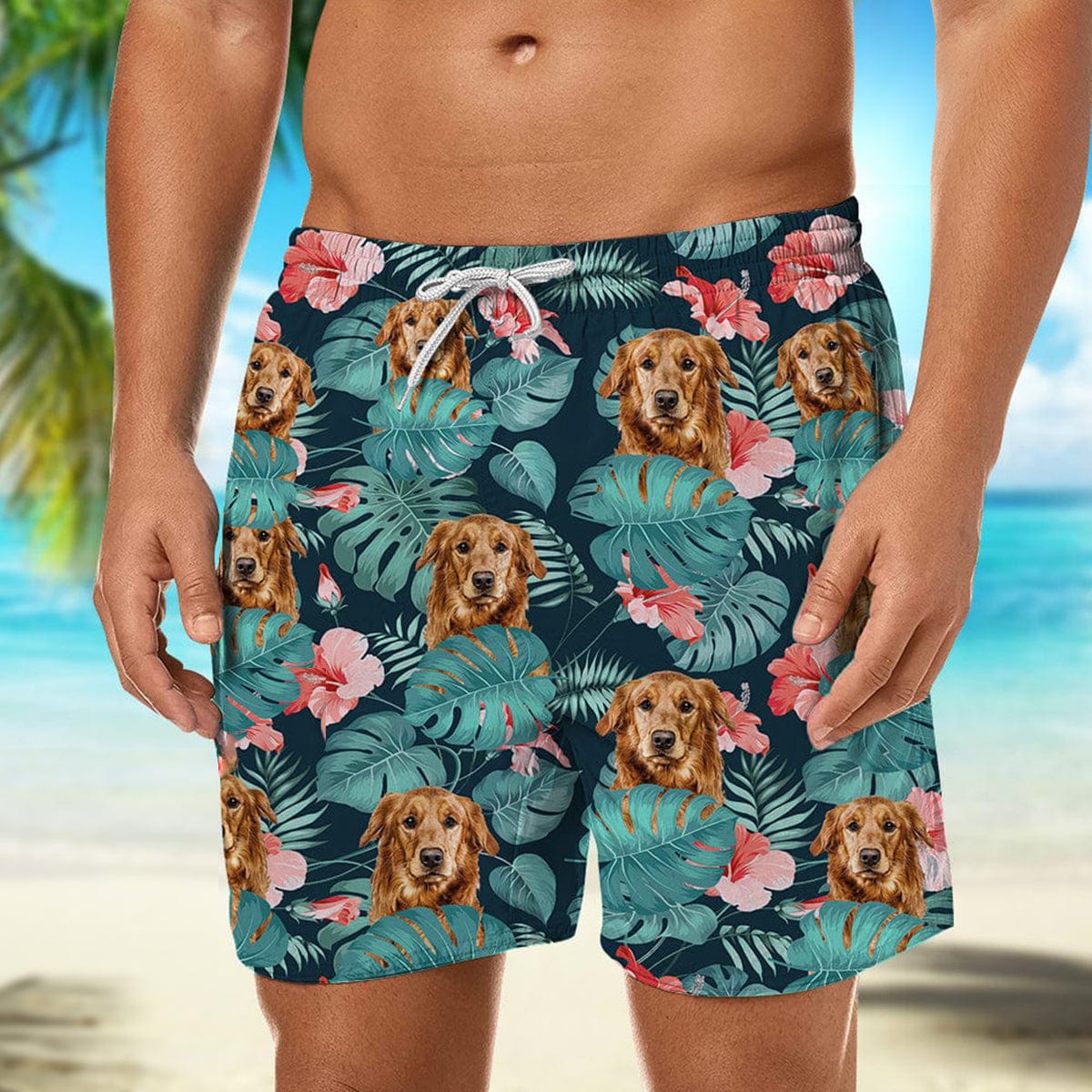 Upload Photo Dog Men's Beach Short K228 888378 - Image 3