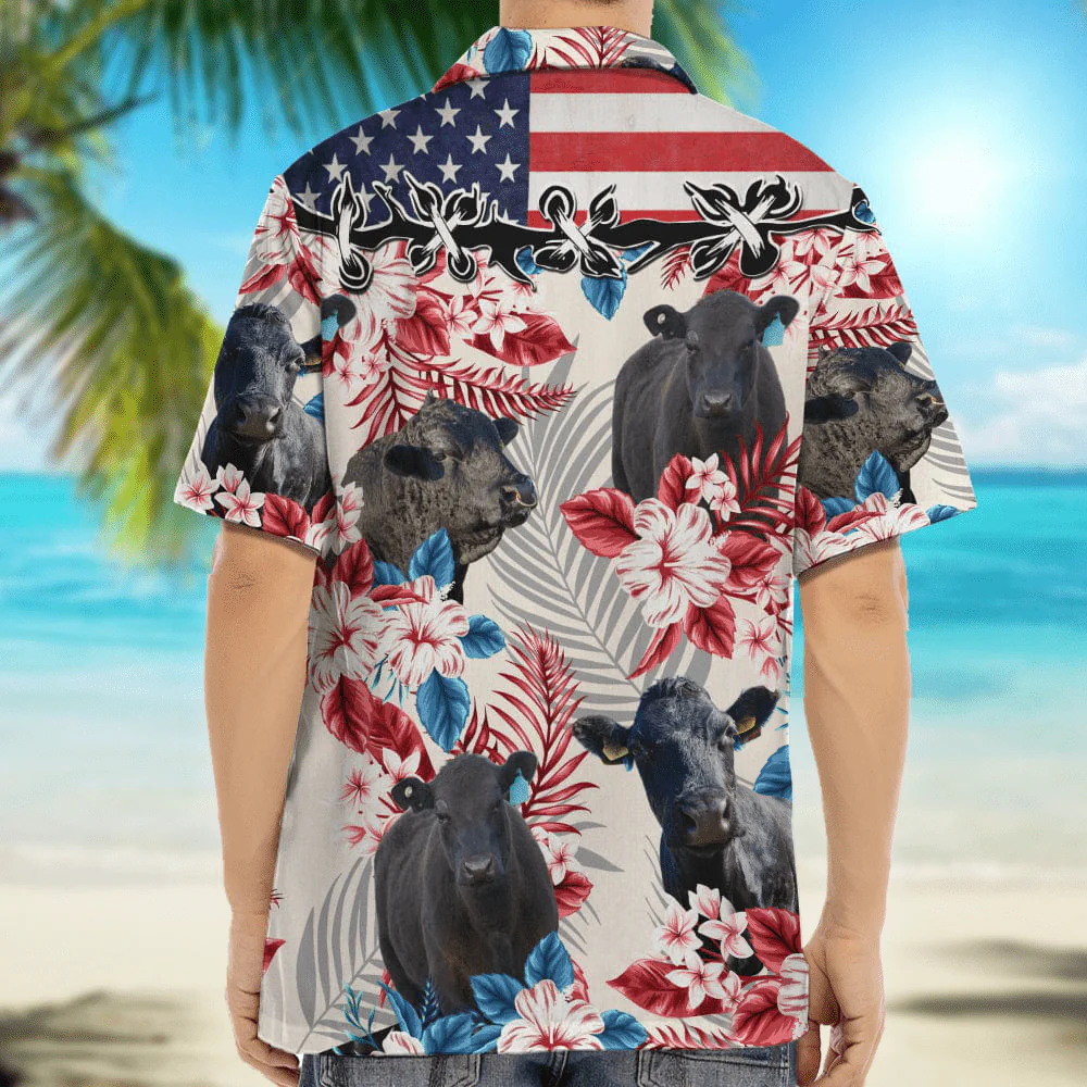 Cow American Flag Hawaiian Shirt, Upload Photo 888382 - Image 3