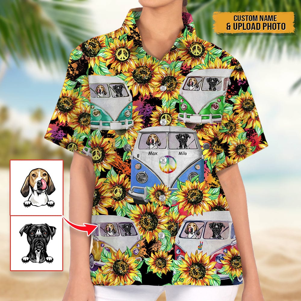 Hippie Custom Clipart Dog Men's Hawaiian Shirt K228 888398 - Image 3