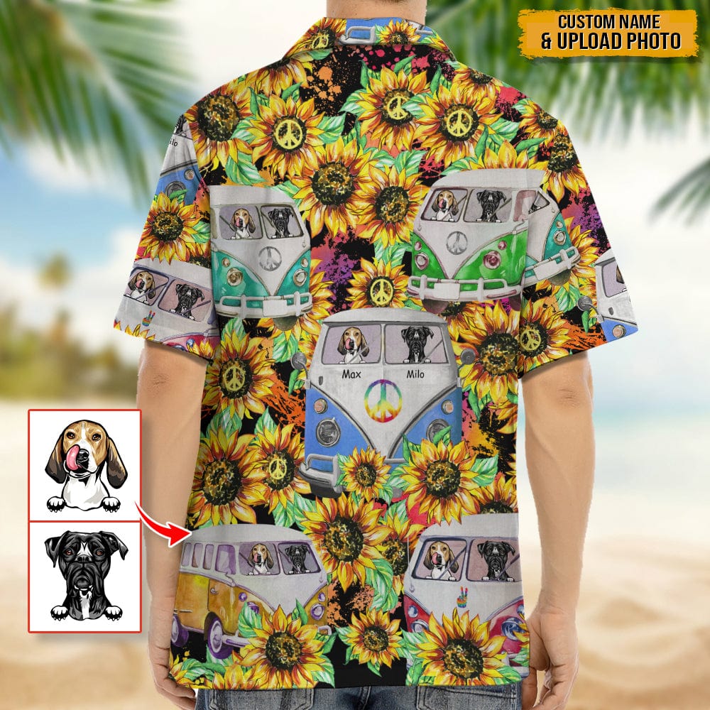 Hippie Custom Clipart Dog Men's Hawaiian Shirt K228 888398 - Image 5
