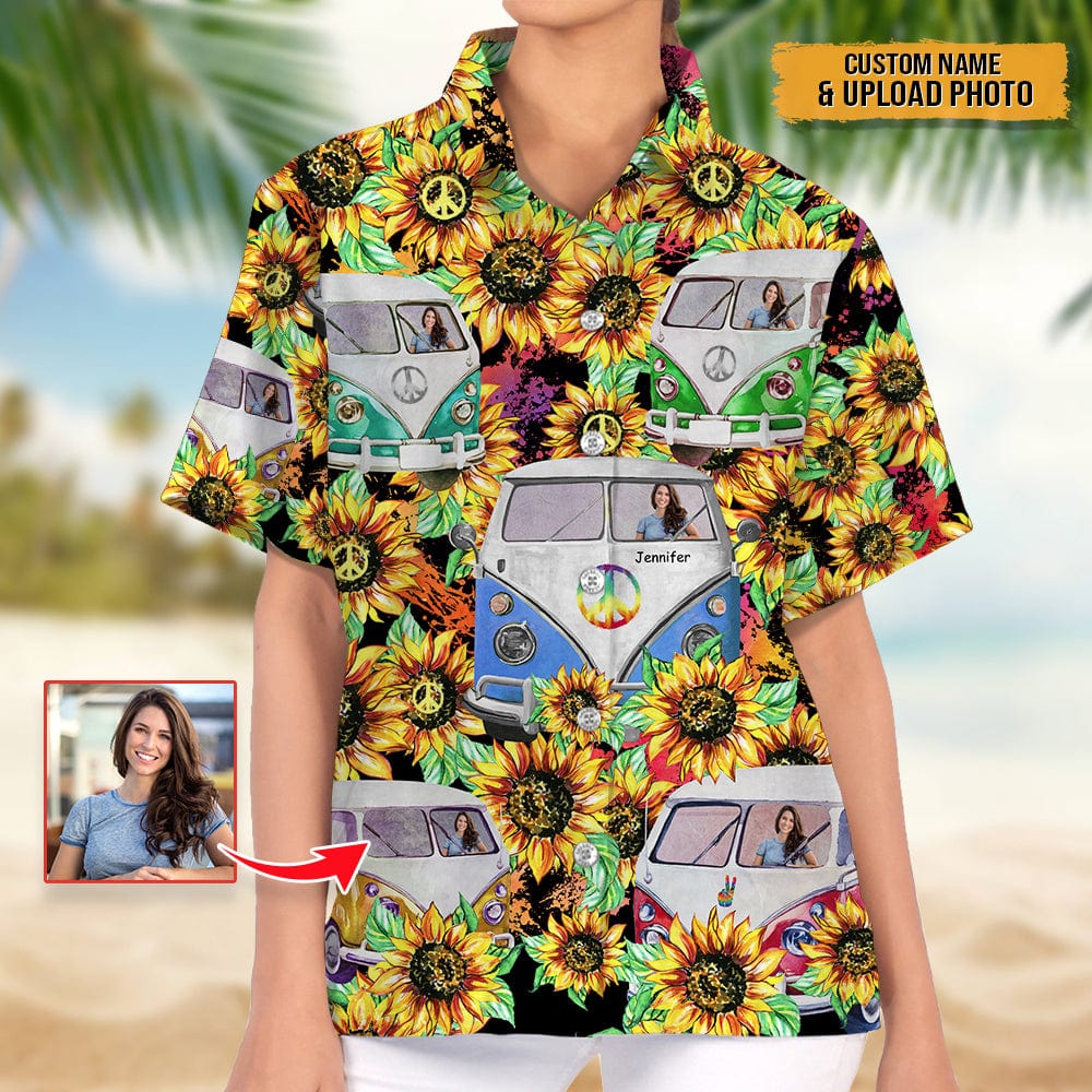 Upload Photo Hippie Women's Hawaiian Shirt K228 HN590 - Image 2