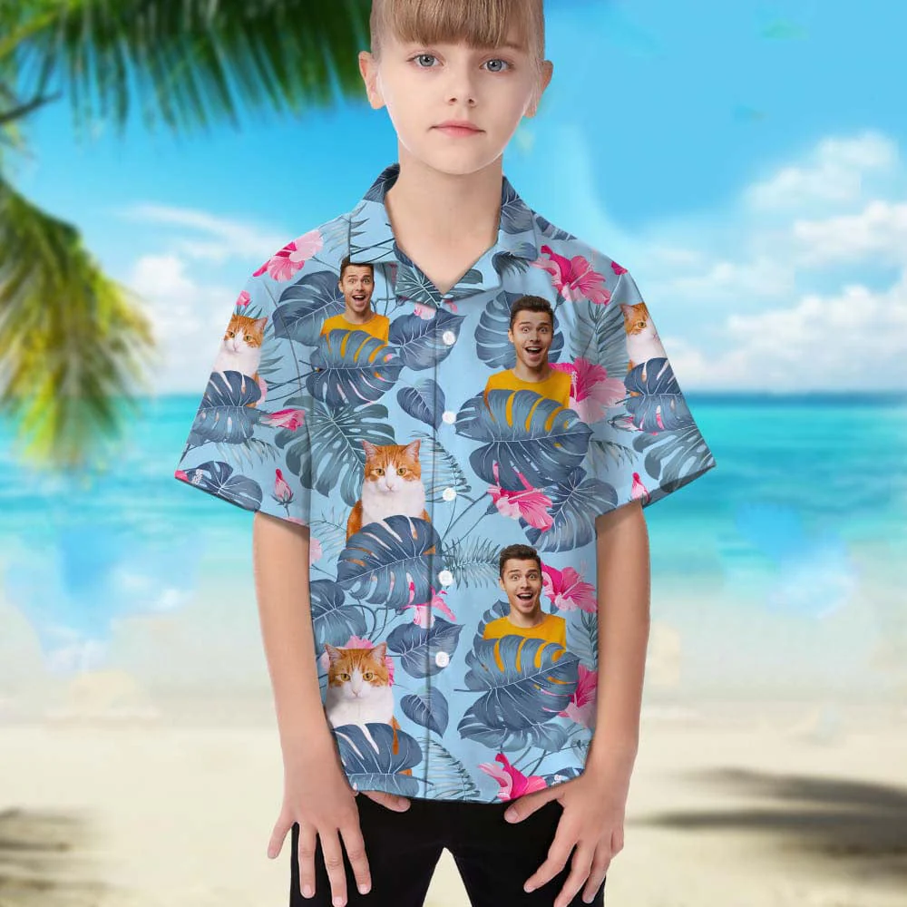 Upload Cat Photo Girl's Hawaiian Shirt, N304 888402 - Image 2