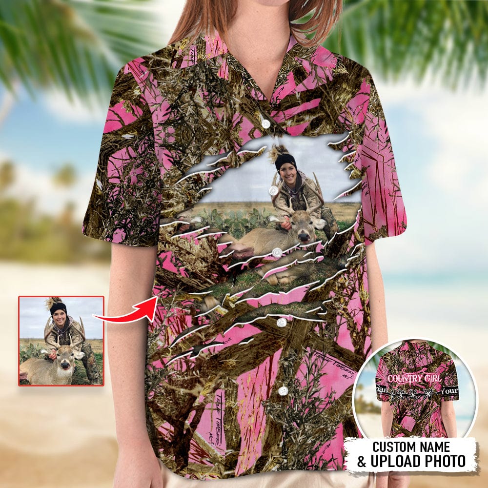 Upload Photo Pink Camouflage Hawaii Shirt T286 888408 - Image 2