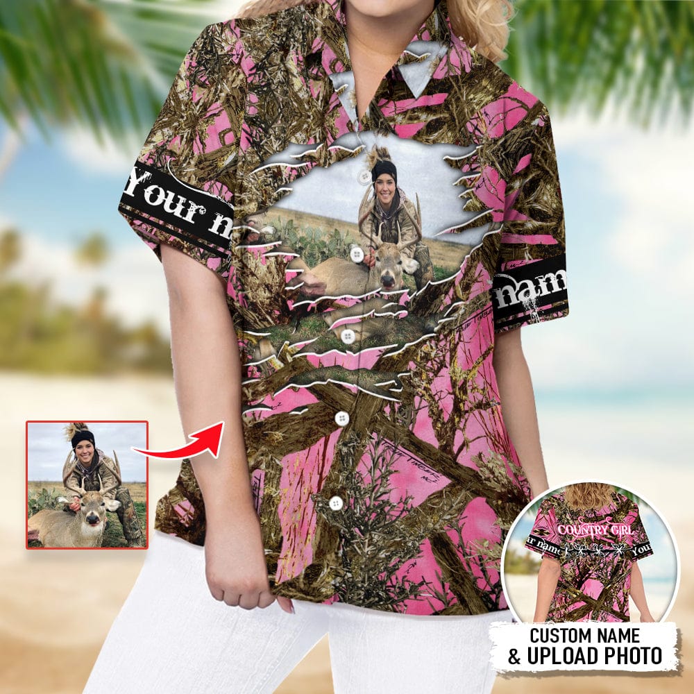 Upload Photo Pink Camouflage Hawaii Shirt T286 888408 - Image 4