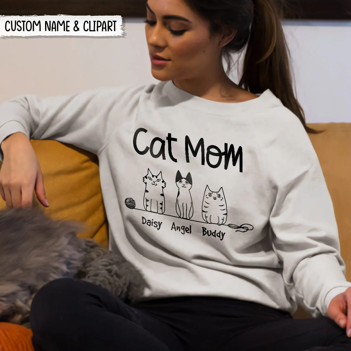 Cat Mom Clipart Cat Shirt, N304 HN590 - Image 3