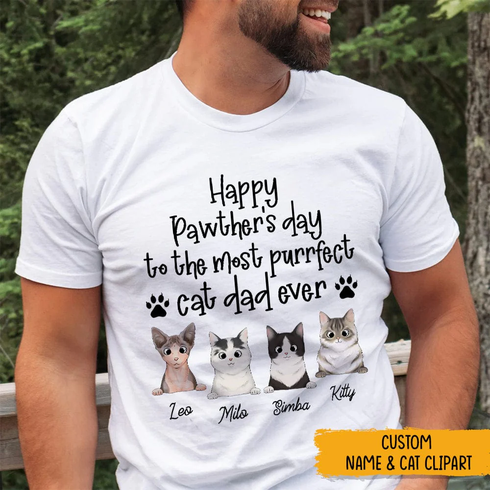Happy Pawther's Day To the Most Purrfect Dad Cat Shirt, N304 HN590 - Image 5