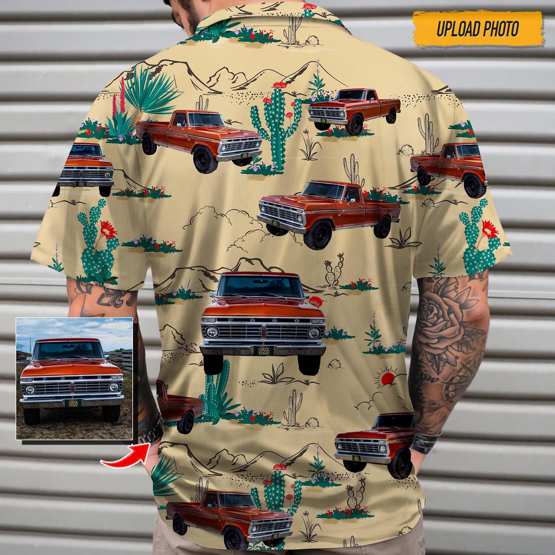 Upload Photo Pickup Truck Hawaiian Shirt, N304 888421 - Image 3