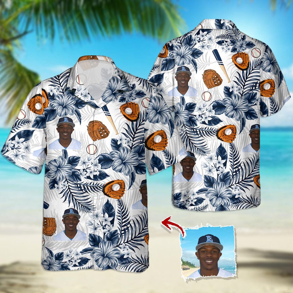 Upload Photo Baseball Hawaiian Shirt, N304 888426 - Image 4