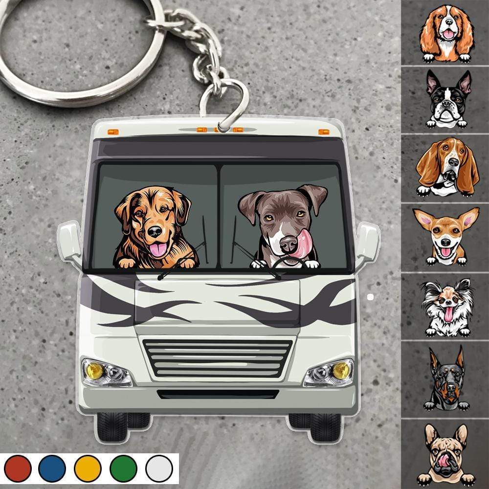 Vintage Van Dog Camping Acrylic Keychain K228 888439 - Image 3