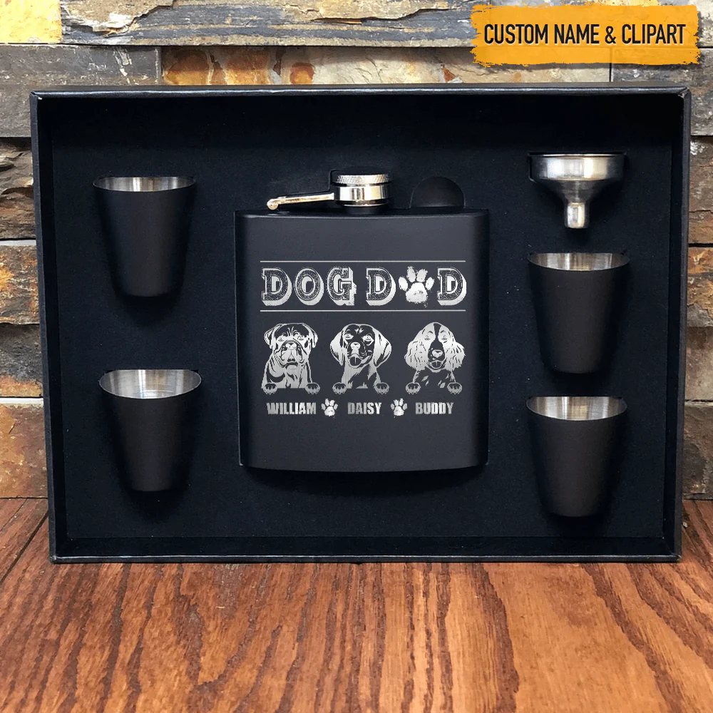 Dog Dad Clipart Dog Flask, T286 HN590