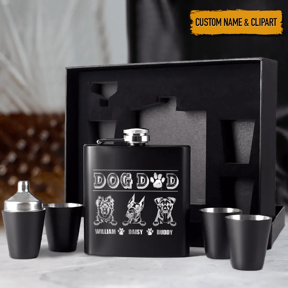 Dog Dad Clipart Dog Flask, T286 HN590 - Image 2