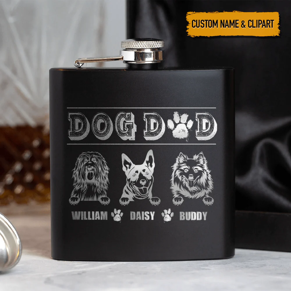 Dog Dad Clipart Dog Flask, T286 HN590 - Image 3