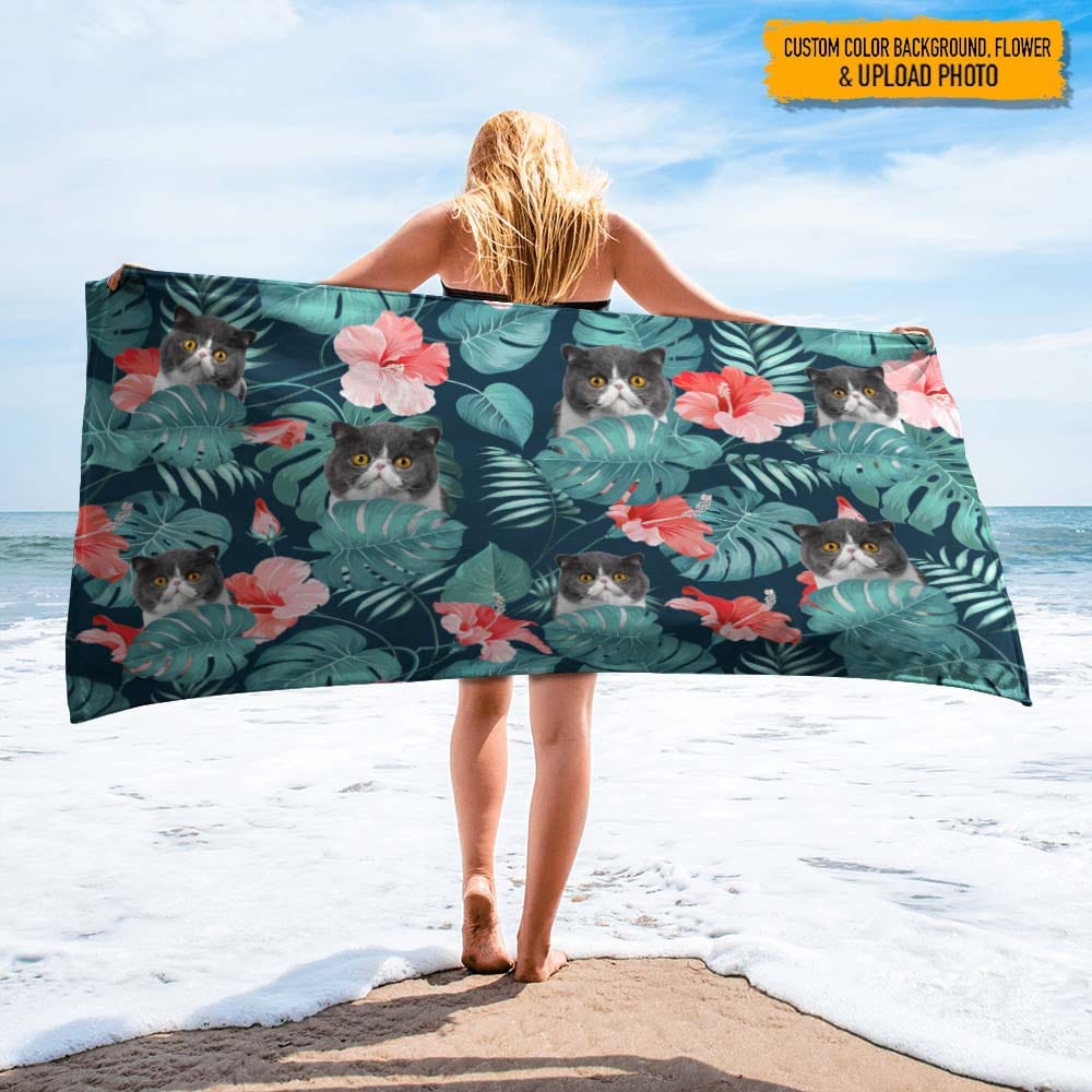 Upload Cat Photo Beach Towel, N304 888450 - Image 3