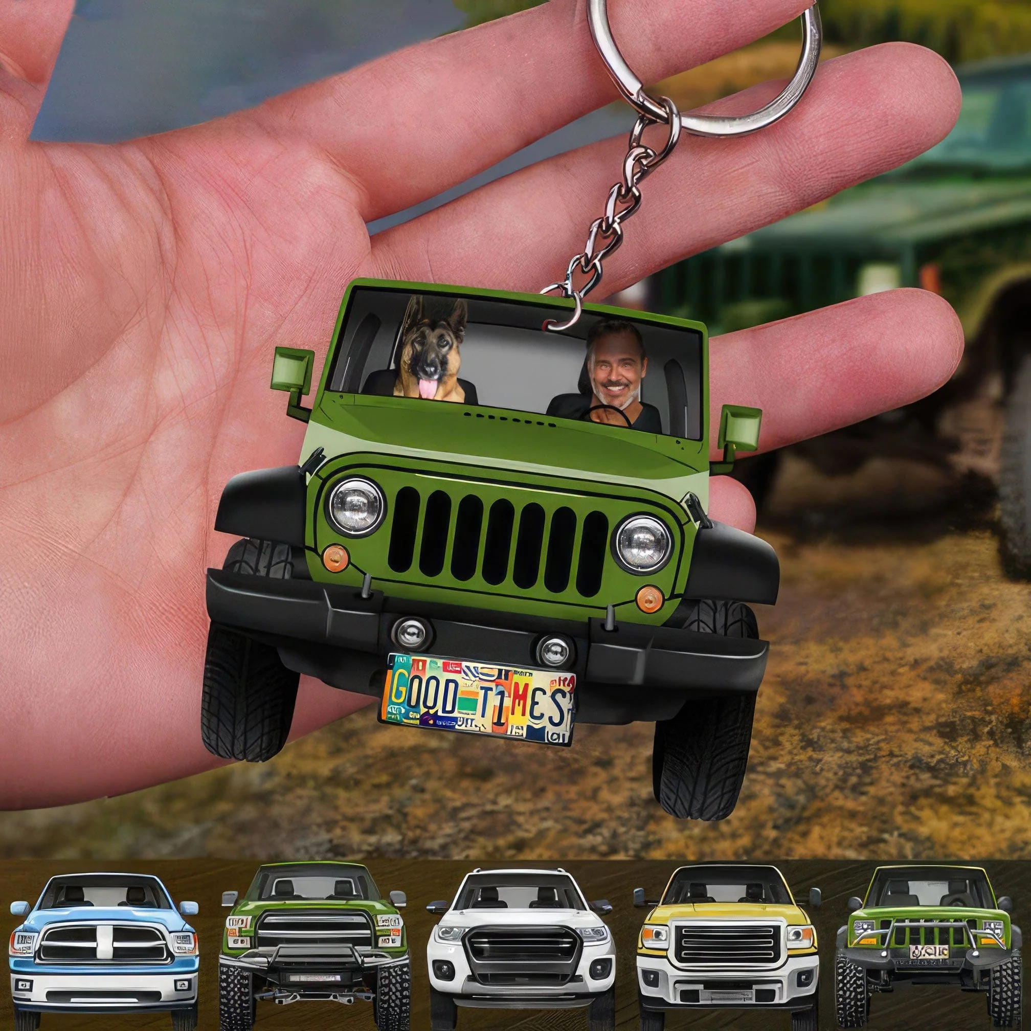 Pickup Truck Dog Cat Acrylic Keychain N304 888456 - Image 2