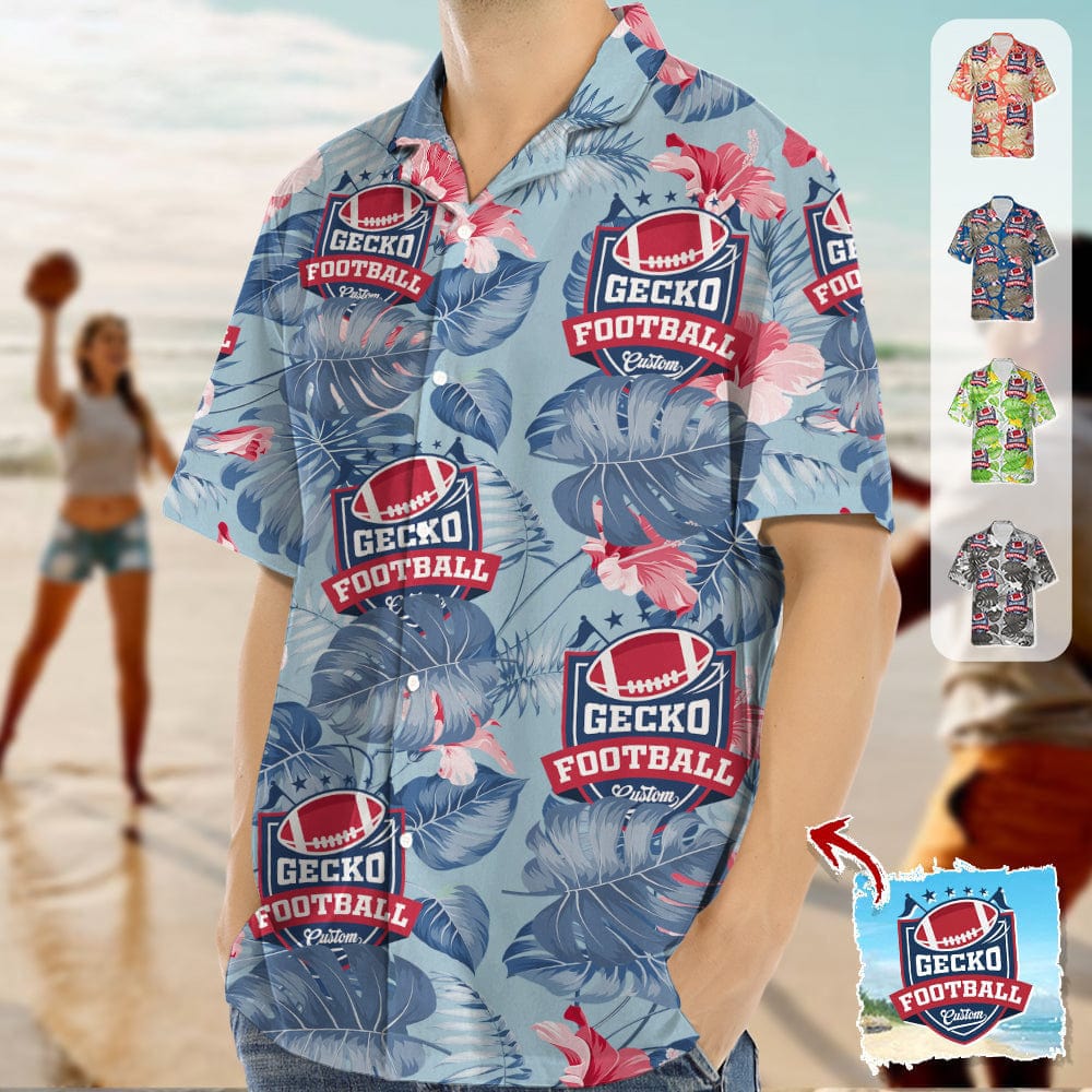 Upload Favorite Team Logo Photo Football Hawaiian Shirt K228 888478 - Image 4